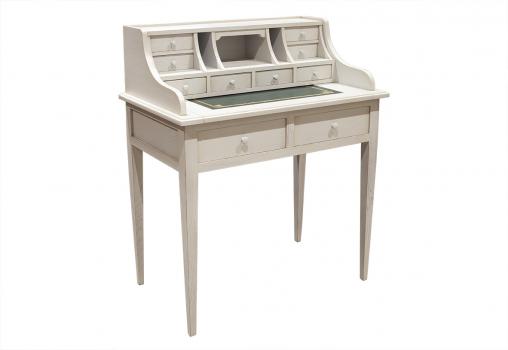Bonheur du Jour Louis ralis en Chne de style Directoire Finition Chne Bross Ivoire Surface d'criture Verte