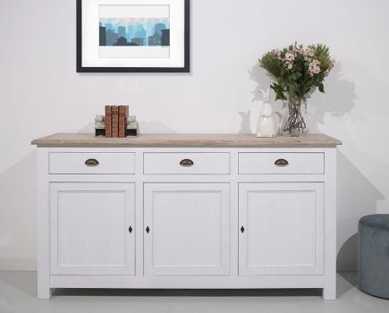 Buffet 3 portes Yann ralis en Chne Massif de style Campagnard Plateau Chne Natural Corps Bross Ivoire n1