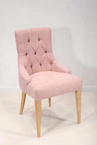 Chaise de sjour Capitonne, 4 pieds en Chne Massif Tissu rose 