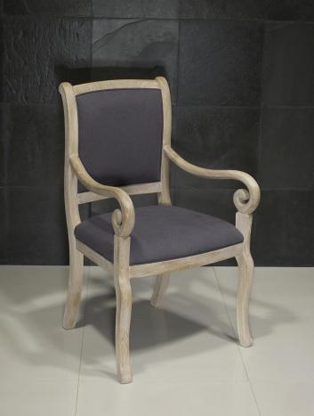 Fauteuil Crosse de style Louis Philippe en chne massif Finition Chne Bross