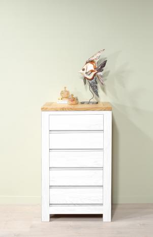 Petite commode 5 tiroirs Collection Nature ralise en Chne Massif