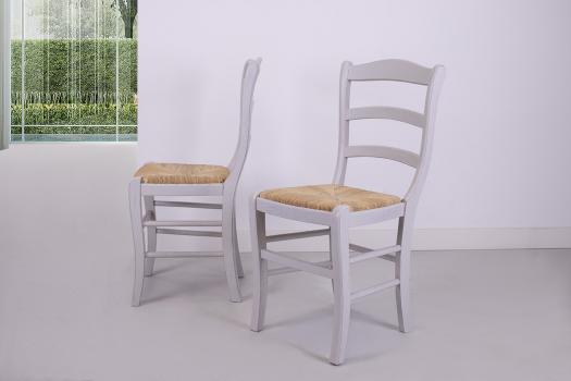 Lot de 2 Chaises Anna ralise en Chne Massif de style Louis Philippe Chne bross Gris Perle Seulement 1 disponible