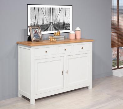 Buffet 2 portes Amandine ralise en Chne Massif de style campagnard Finition Bi-color
