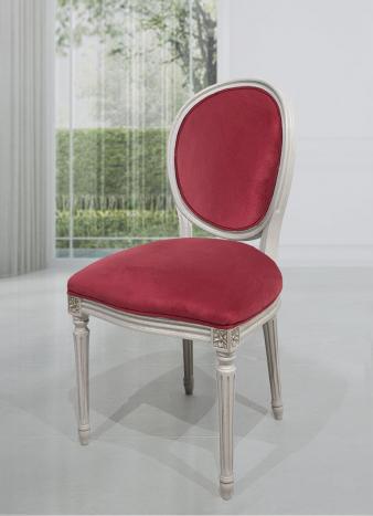 Chaise Simon ralise en Chne Massif de style Louis XVI Finition Chne Bross Gris Perle Patin