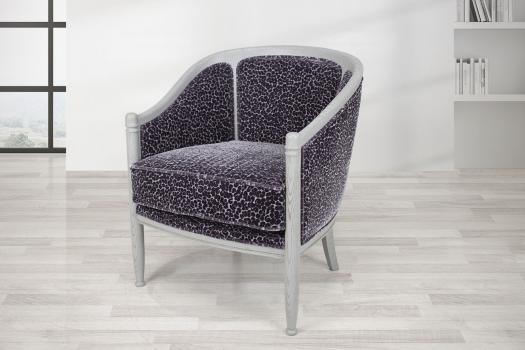 Fauteuil Cabriolet Paul ralis en Chne Massif de style Louis Philippe Tissu Prune MMP Boutique