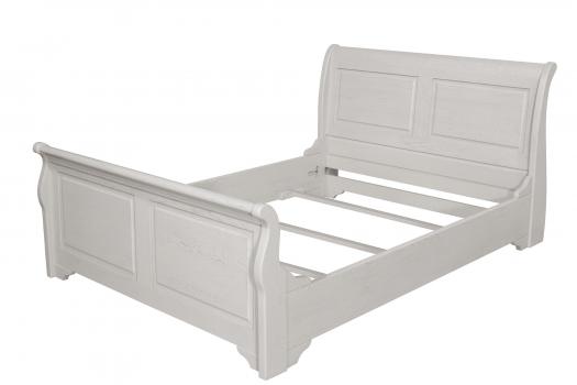 LIT Bateau Jean 140x190, ralis en chne massif de style Louis Philippe Campagnard Finition Chne Bross Gris Perle