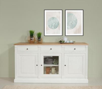 Buffet 3 portes 3 tiroirs Isaac, ralis en Chne massif de style Directoire Finition Bi-color 