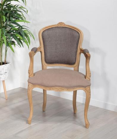 Bergre de style Louis XV Alexia ralise en Chne massif  Tissu VALDOURO Taupe SEULEMENT 1 DISPONIBLE