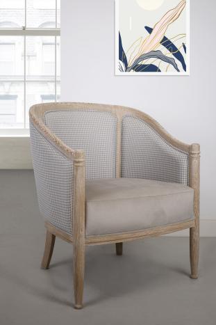 Fauteuil Cabriolet Paul ralis en Chne Massif de style Louis Philippe Finition Chne Bross Naturel