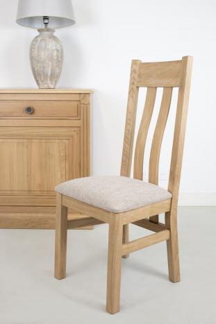 Chaise Lonor ralise en Chne Massif  Finition Chne Bross naturel Assise tissu d'ameublement 