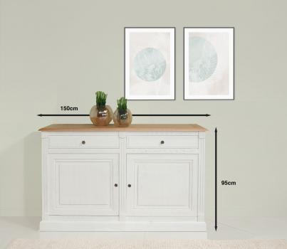 Buffet 2 portes 2 tiroirs Isaac, ralis en Chne massif de style Directoire Finition Bi-color 