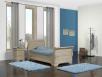 Lit bateau Mathis 90x200 ralis en chne Massif de style Louis Philippe Finition Chne Bross Blanchi