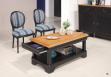 Table basse Eliot ralise en Chne de style Louis Philippe 1 tiroir de chaque cot Finition Chne Bross Noir Us pour le corps - Plateau et Intrieur chne dor, SEULEMENT DISPONIBLE