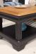 Table basse Eliot ralise en Chne de style Louis Philippe 1 tiroir de chaque cot Finition Chne Bross Noir Us pour le corps - Plateau et Intrieur chne dor, SEULEMENT DISPONIBLE
