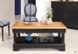 Table basse Eliot ralise en Chne de style Louis Philippe 1 tiroir de chaque cot Finition Chne Bross Noir Us pour le corps - Plateau et Intrieur chne dor, SEULEMENT DISPONIBLE