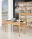 Bureau 3 tiroirs Simon ralis en Chne de style Directoire Surface d'criture recouverte d'une moleskine noir, sabots laiton aux 4 pieds SEULEMENT 1 DISPONIBLE