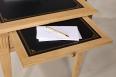 Bureau 3 tiroirs Simon ralis en Chne de style Directoire Surface d'criture recouverte d'une moleskine noir, sabots laiton aux 4 pieds SEULEMENT 1 DISPONIBLE