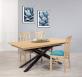 Table de repas Oliver ralise en fer et chne 180x100 Plateau avec 1 allonge incorpore de chaque ct (2 allonges)