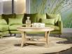 Table basse ronde Gal ralise en Chne Massif de style Louis Philippe Plateau Verre Diamtre 100