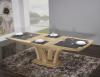 Table de repas Contemporaine 160x110 ralise en Chne massif avec cramique Finition CHENE BROSSE