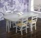  Table ronde pied central ralise en Chne Massif de style Louis Philippe DIAMETRE 120 avec 2 allonges de 40 cm Finition Gris Perle