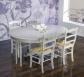  Table ronde pied central ralise en Chne Massif de style Louis Philippe DIAMETRE 120 avec 2 allonges de 40 cm Finition Gris Perle