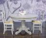  Table ronde pied central ralise en Chne Massif de style Louis Philippe DIAMETRE 120 avec 2 allonges de 40 cm Finition Gris Perle