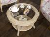 Table basse ronde Gal ralise en Chne Massif de style Louis Philippe Plateau Verre Diamtre 70 cm