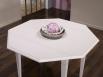 Table  volets octogonale 120x120 ralise en Chne Massif 4 pieds fuseaux 2 allonges de 40 cm  CHENE BROSSE GRIS PERLE