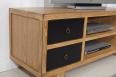 Meuble TV 4 tiroirs ralis en Chne Esprit industriel Finition Chne vieilli et bross noir us