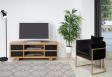 Meuble TV 4 tiroirs ralis en Chne Esprit industriel Finition Chne vieilli et bross noir us