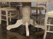 Table ronde Maude, pieds central DIAMETRE 140 ralise en Chne massif de style Louis Philipe FINITION CHENE BROSSE BLANCHI