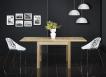 Table de repas 90x90 ralise en Chne massif de style Contemporain, plateau ouvert 180x90 Finition Bross Blanchi