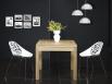 Table de repas 90x90 ralise en Chne massif de style Contemporain, plateau ouvert 180x90 Finition Bross Blanchi