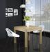 Table de repas 90x90 ralise en Chne massif de style Contemporain, plateau ouvert 180x90 Finition Bross Blanchi