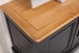 Meuble TV 16/9me  ralis en Chne Massif de style Louis Philippe Finition Chne dor pour le plateau, Noir pour le corps