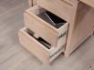 Caisson de 3 tiroirs sur roulettes ralis en Chne de ligne Contemporaine Finition Chne Bross Blanchi