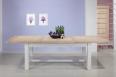Table de ferme rectangulaire AXEL ralise en Chne massif 160x100 + 2 allonges de 45 cm Finition chne Bross Blanchi et Ivoire 