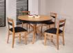 Table ronde Contemporaine Romain, diamtre 120 cm ralise en chne avec un pieds central et 1 allonge portefeuille de 50 cm
