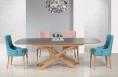 Table rectangulaire Stphane ralise en chne pour le pieds, cramique pour le plateau et l'allonge Finition Chne Bross Naturel Cramique IRON GREY