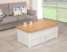 Table Bar Jules ralise en Chne de style Louis Philippe Finition Chne Bross Ivoire pour le corps Plateau Chne Naturel 