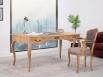 Bureau Ministre ralis en Chne de Style Louis XV Finition Chne bross Naturel Patin, moleskine noir au milieu