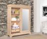 Armoire 2 portes Nathan ralis en Chne Massif portes coulissantes avec miroir, de style Louis Philippe