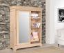 Armoire 2 portes Nathan ralis en Chne Massif portes coulissantes avec miroir, de style Louis Philippe