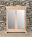 Armoire 2 portes Nathan ralis en Chne Massif portes coulissantes avec miroir, de style Louis Philippe